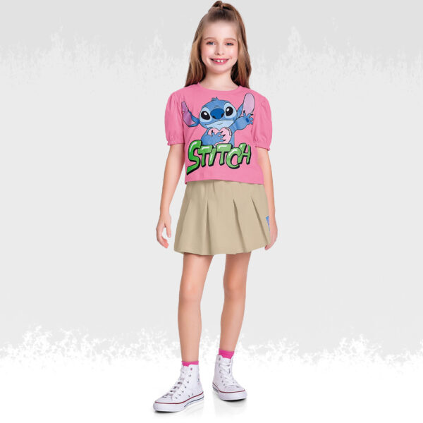 Conjunto Stitch Rosa + Short Saia Bege - Image 3