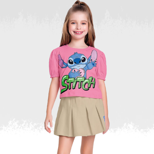 Conjunto Stitch Rosa + Short Saia Bege - Image 2
