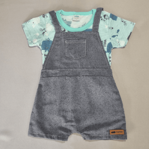Jardineira Marinha Azul + Camiseta (com ajuste) - Image 6