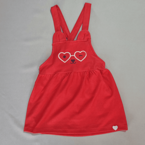 Conjunto Body Branco + Jardineira Vermelha Corações - Image 4