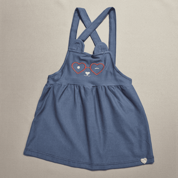 Conjunto Body Branco + Jardineira - Azul Corações - Image 3