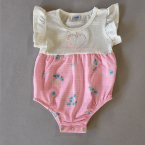Body Bebê Off White e Rosa