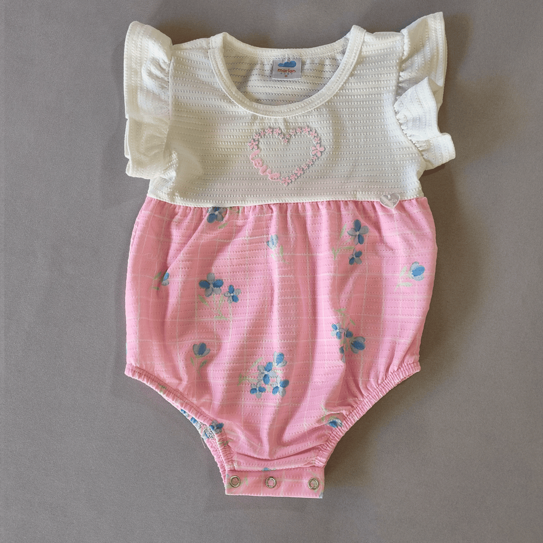 Body Bebê Off White e Rosa