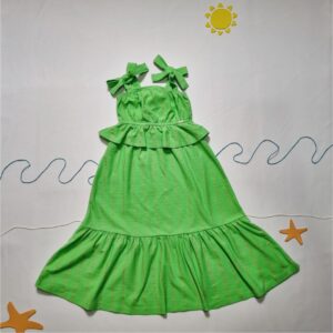 Vestido Verde Babado Alça Laço