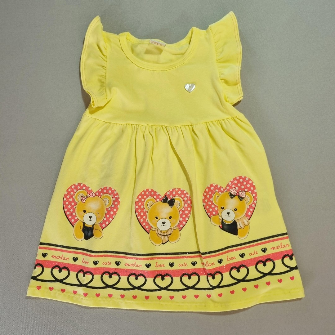 Vestido Amarelo Ursinhas no Coração