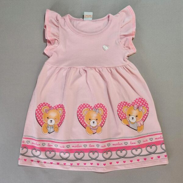 Vestido Rosa Ursinhas no Coração