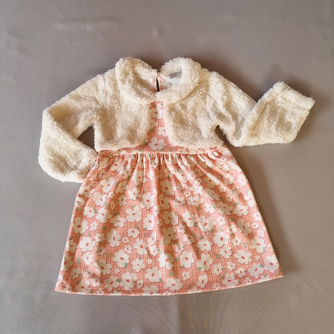 Vestido Bebê Inverno Marlan Baby – Coral Life com Casaco Peluciado